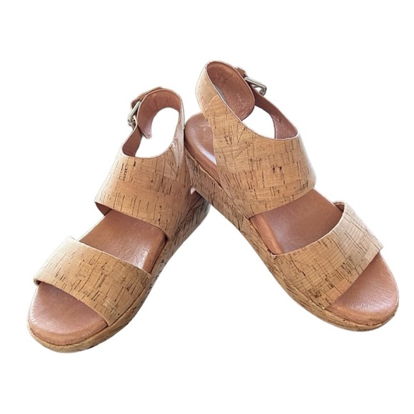 Kenneth Cole gentle souls cork/leather 2 strap sandals Like new size 8.5 - Picture 1 of 15